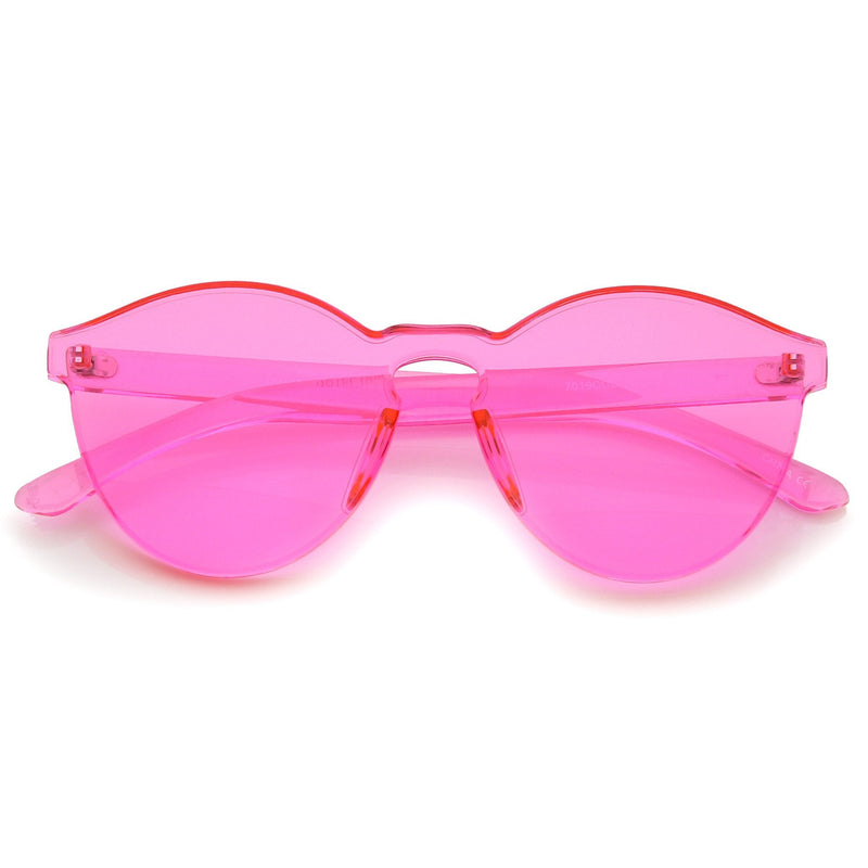 zeroUV Mono Block Rimless PC Color Tone Lens Sunglasses A555 Sunglasses White Smoke Pink