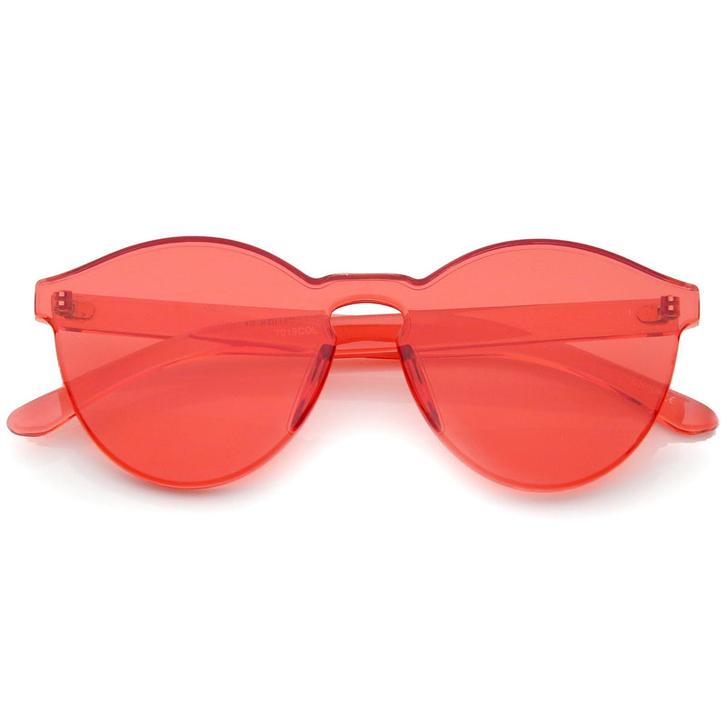 zeroUV Mono Block Rimless PC Color Tone Lens Sunglasses A555 Sunglasses White Smoke Red