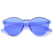 zeroUV Mono Block Rimless PC Color Tone Lens Sunglasses A555 Sunglasses White Smoke Blue