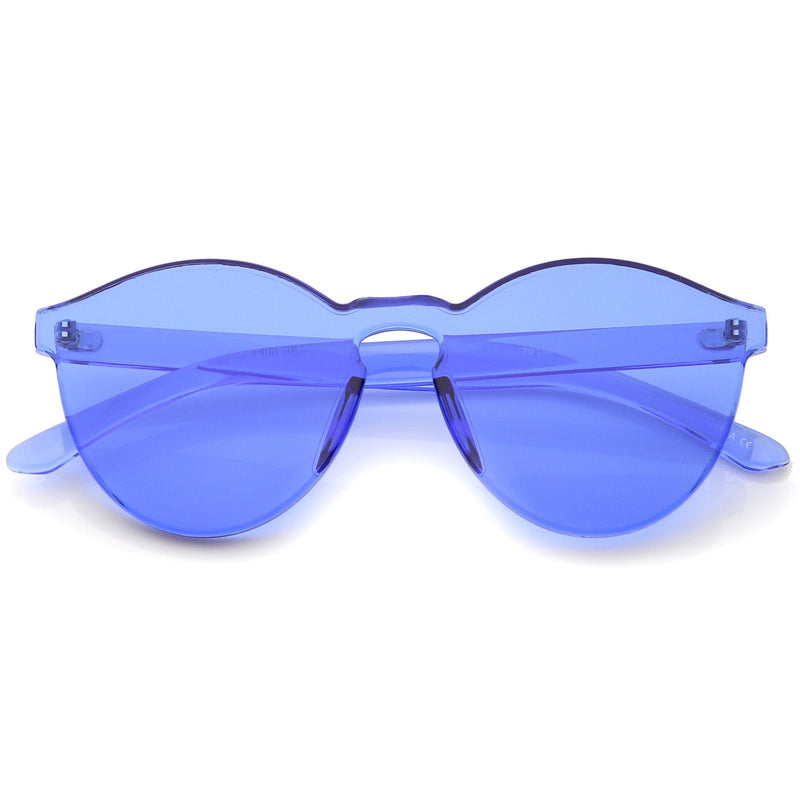zeroUV Mono Block Rimless PC Color Tone Lens Sunglasses A555 Sunglasses White Smoke Blue