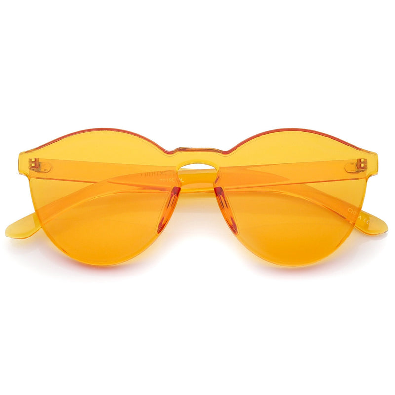 zeroUV Mono Block Rimless PC Color Tone Lens Sunglasses A555 Sunglasses White Smoke Orange
