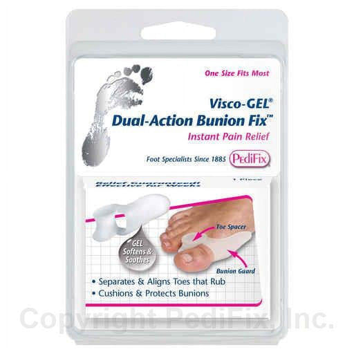 Pedifix Visco-GEL Dual Action Bunion Fix, Bunion Shield & Toe Separator Combo, 1 Count Foot Care White Smoke