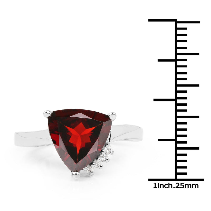Bids.com 3.56 Carat Genuine Garnet and White Topaz .925 Sterling Silver Ring Rings White Smoke size 7.00,size 8.00,size 6.00,size 9.00