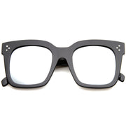 zeroUV Bold Oversize Flat Mirror Lens Square Frame Horn Rimmed Sunglasses 50mm - A100 Sunglasses White Smoke Shiny Black Silver Mirror