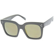 zeroUV Bold Oversize Flat Mirror Lens Square Frame Horn Rimmed Sunglasses 50mm - A100 Sunglasses White Smoke Black / Smoke,Black-Clear / Smoke,Tortoise-Blue / Lavender,Shiny Black Silver Mirror,Shiny Black Blue Mirror,Tortoise Blue Purple Mirror,Shiny Black Yellow Mirror,Tortoise Pink Yellow Mirror,Matte Black Gold Mirror,Black-Brown / Lavender,Matte Black / Smo