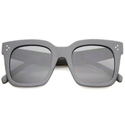 zeroUV Bold Oversize Horned Rim Flat Lens Sunglasses A101 Sunglasses Light Slate Gray Matte Black Smoke