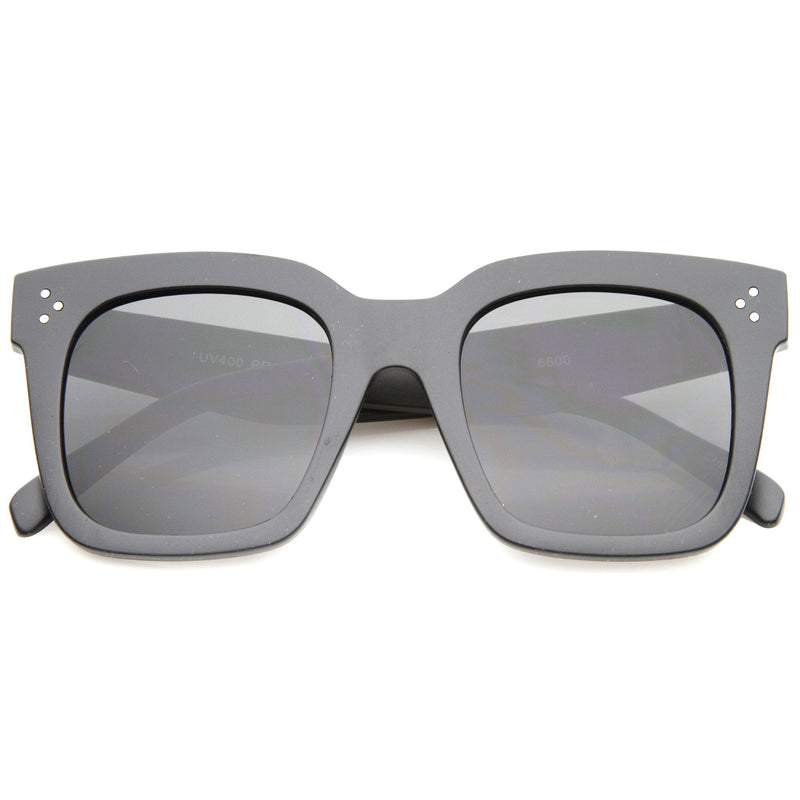 zeroUV Bold Oversize Horned Rim Flat Lens Sunglasses A101 Sunglasses Light Slate Gray Matte Black Smoke