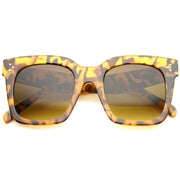 zeroUV Bold Oversize Horned Rim Flat Lens Sunglasses A101 Sunglasses White Smoke Shiny Tortoise Amber