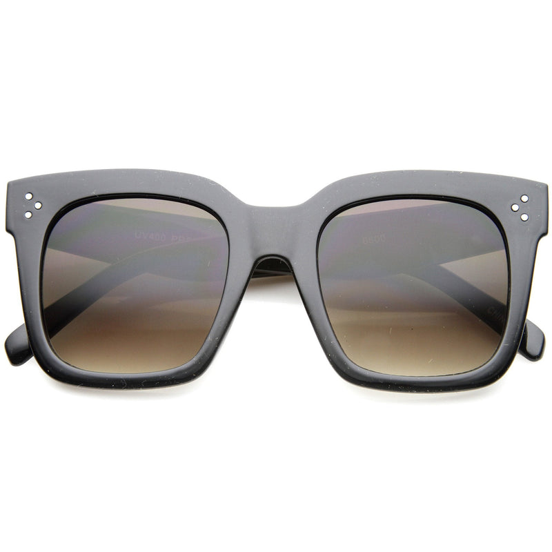 zeroUV Bold Oversize Horned Rim Flat Lens Sunglasses A101 Sunglasses White Smoke Shiny Black Lavender