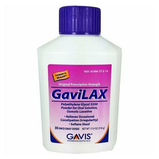 GaviLax GaviLax Polyethylene Glycol 3350 Powder - 17g per Dose, 30 Doses (510g) - Osmotic Laxative Health Care White Smoke