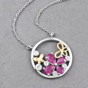 Bids.com 1.47 Carat Genuine Ruby and White Topaz .925 Sterling Silver Pendant Pendants Dark Gray size 18.00