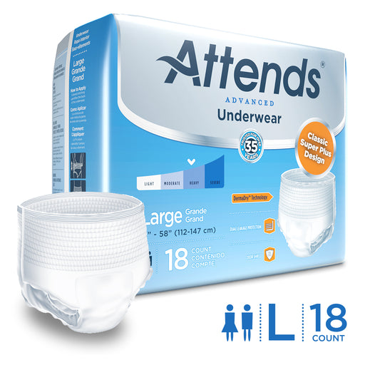Attends Attends Advanced Heavy Absorbency Protective Underwear, Large, 18 EA/PK Underwear White Smoke
