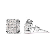Bids.com 10K White Gold 3/4 Cttw Princess Diamond Composite Open Frame Stud Earrings (I-J Color, I1-I2 Clarity) Earrings White Smoke White.Gold / 0.75
