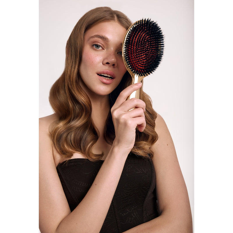 KOH-I-NOOR Beauty USA Janeke Metal-Plated Pneumatic Hair Brush – Boar Bristle Brush for Shine Hair Brush Lavender