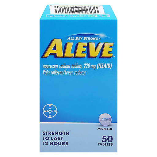 Aleve Aleve Pain Reliever & Fever Reducer, 220mg Naproxen Sodium, 50 Count Tablets Personal Care Dodger Blue