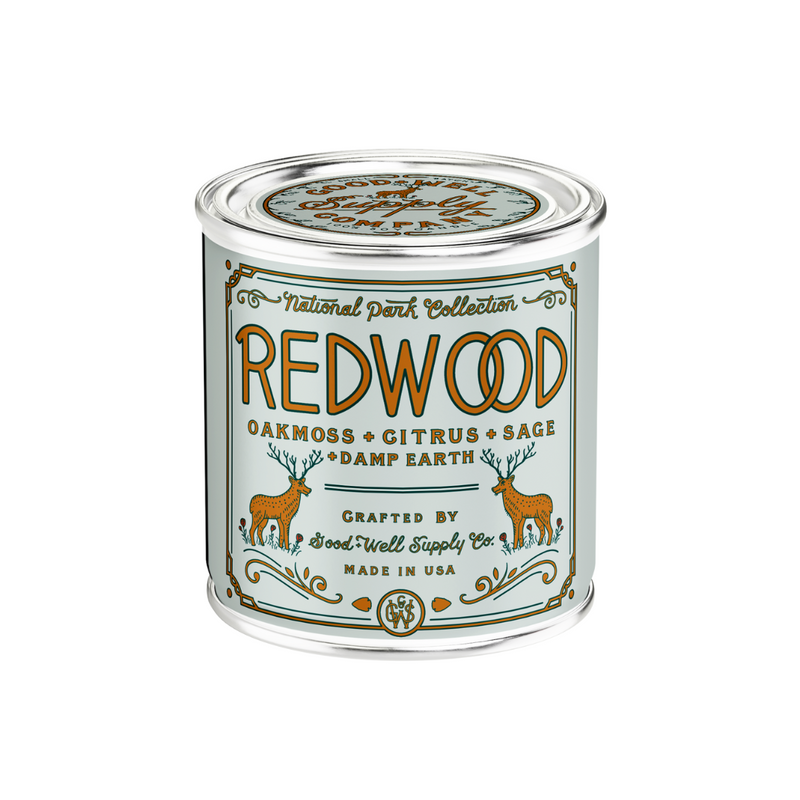 Good & Well Supply Co Redwood National Park Candle Candles White Smoke Half Pint / 8oz / Cotton Wick,Pint / 14oz / Cotton Wick