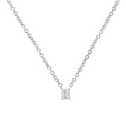 Bids.com 14K White Gold 1/5 Cttw Emerald Shape Solitaire Diamond 18" Pendant Necklace (G-H Color, VS2-SI1 Clarity) Necklaces White Smoke White.Gold / 18