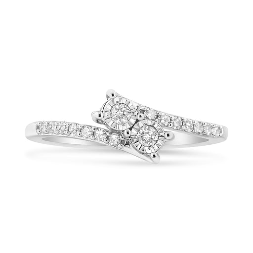 Bids.com 10K White Gold 1/4 Cttw Miracle Set Round Cut Diamond Two-Stone Ring (H-I Color, I2 Clarity) - Size 7 Rings White Smoke 7 / White.Gold,8 / White.Gold,7.5 / White.Gold,6.5 / White.Gold,6 / White.Gold