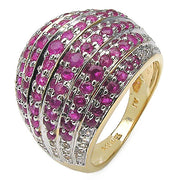 Bids.com 14K Yellow Gold Plated 2.94 Carat Genuine Ruby & White Topaz .925 Sterling Silver Ring Rings White Smoke size 7.00,size 6.00,size 8.00,size 9.00