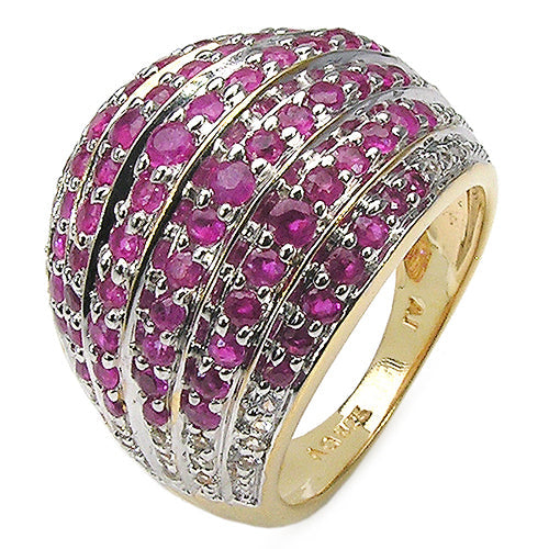 Bids.com 14K Yellow Gold Plated 2.94 Carat Genuine Ruby & White Topaz .925 Sterling Silver Ring Rings White Smoke size 7.00,size 6.00,size 8.00,size 9.00