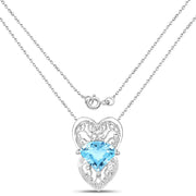 Bids.com 4.65 Carat Genuine Swiss Blue Topaz .925 Sterling Silver Pendant Pendants White Smoke