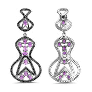 Bids.com 5.30 Carat Genuine Amethyst and Black Spinel .925 Sterling Silver Earrings Earrings White Smoke