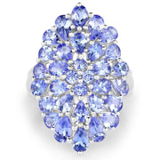 Bids.com 4.62 Carat Genuine Tanzanite .925 Sterling Silver Ring Rings White Smoke size 7.00,size 6.00,size 8.00,size 9.00