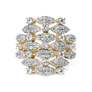 Bids.com 14K Yellow Gold 1.0 Cttw Diamond Geometric Stacked Open Cocktail Ring (I-J Color, I1-I2 Clarity) - Ring Size 7 Rings White Smoke 7 / Yellow.Gold,8 / Yellow.Gold,6 / Yellow.Gold
