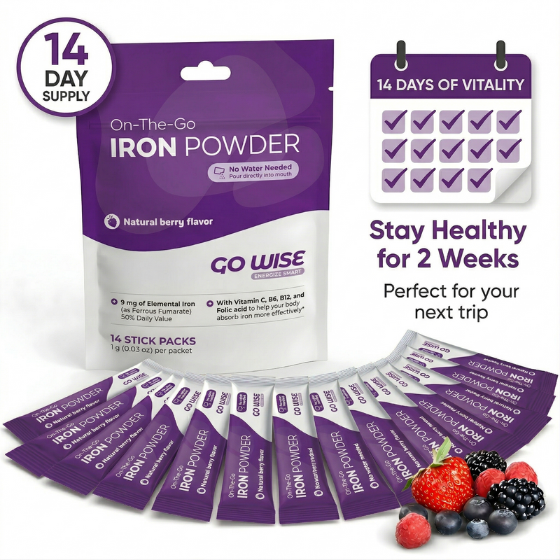 Go Wise Gentle Iron Supplement for Women and Men (No Water Needed) Iron Supplement White Smoke 28 Stick Packs,42 Stick Packs,14 Stick Packs