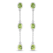 Bids.com 2.10 Carat Genuine Peridot .925 Sterling Silver Earrings Earrings White Smoke