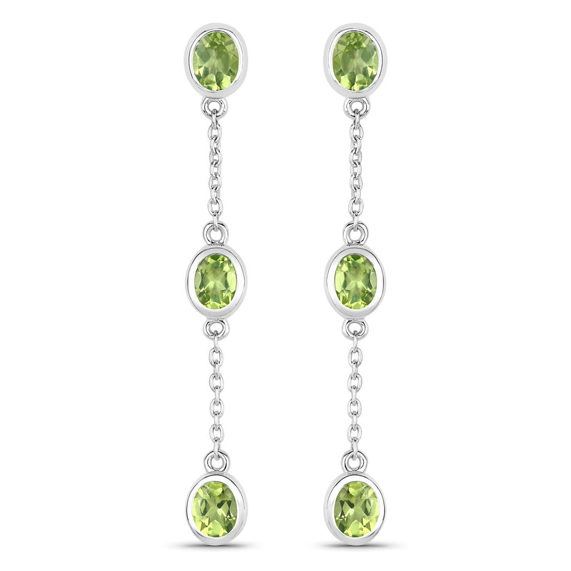 Bids.com 2.10 Carat Genuine Peridot .925 Sterling Silver Earrings Earrings White Smoke