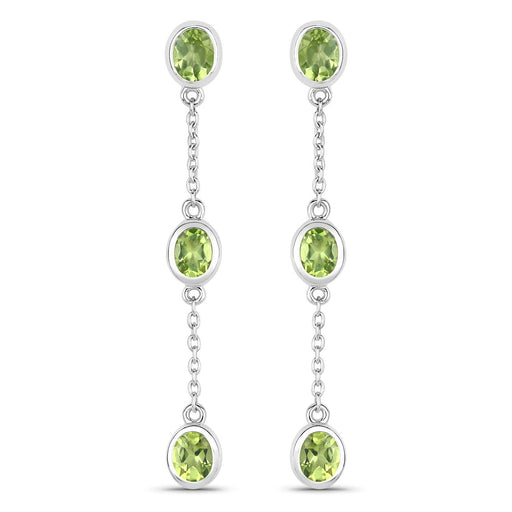 Bids.com 2.10 Carat Genuine Peridot .925 Sterling Silver Earrings Earrings White Smoke
