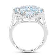 Bids.com 5.40 Carat Genuine Blue Topaz .925 Sterling Silver Ring Rings White Smoke size 8.00,size 6.00,size 7.00,size 5.00,size 9.00