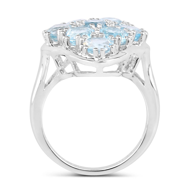 Bids.com 5.40 Carat Genuine Blue Topaz .925 Sterling Silver Ring Rings White Smoke size 8.00,size 6.00,size 7.00,size 5.00,size 9.00