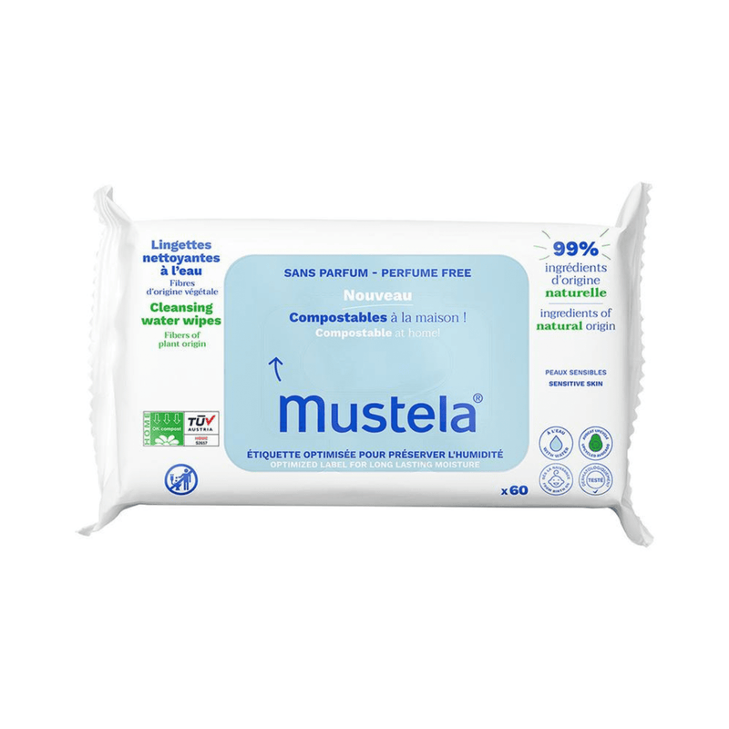 Mustela Mustela Cleansing Water Wipes Perfume Free X60 Baby Wipes White Smoke