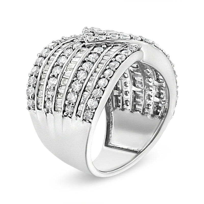 Bids.com .925 Sterling Silver 2 3/8 Cttw Diamond Multi Row Overlay Band Ring ( J-K Color, I3 Clarity) - Ring Size 7 Rings White Smoke 7 / White.Sterling Silver,6 / White.Sterling Silver,8 / White.Sterling Silver,9 / White.Sterling Silver