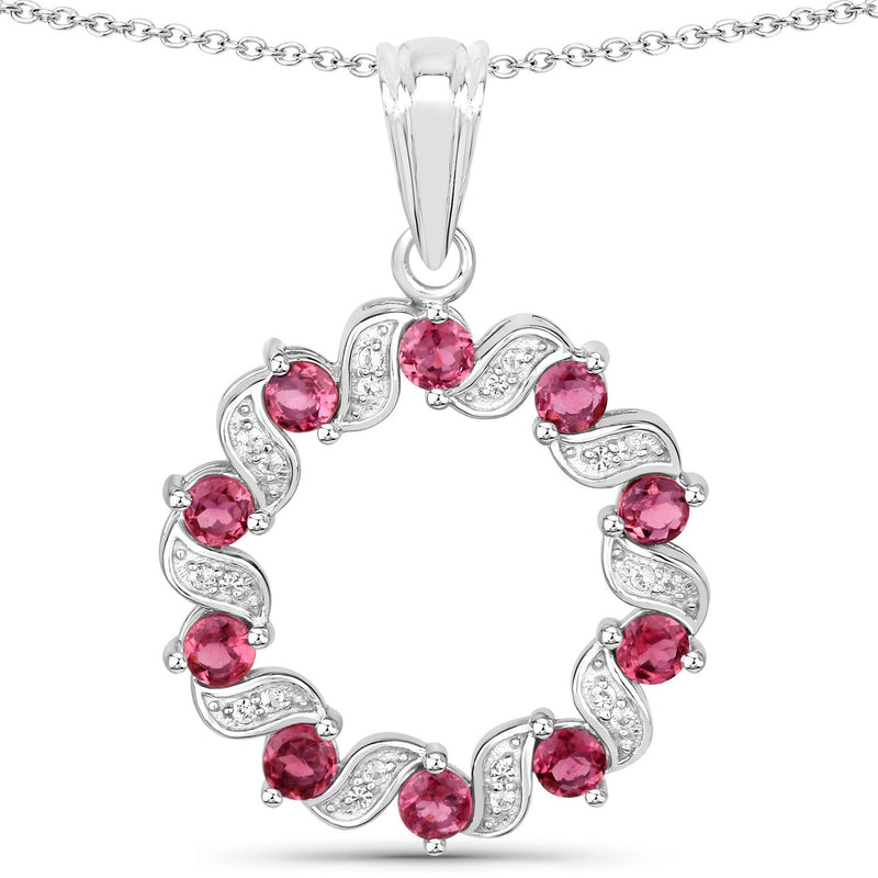 Bids.com 1.30 Carat Genuine Pink Tourmaline and White Topaz .925 Sterling Silver Pendant Pendants White Smoke