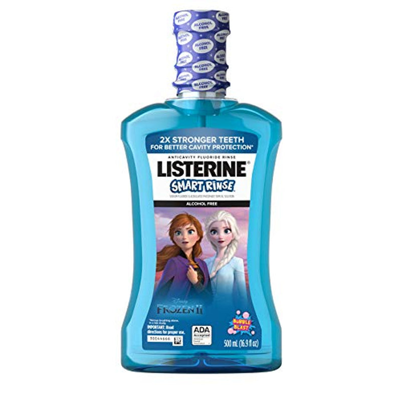 Listerine Listerine Smart Rinse Kids Alcohol-Free Fluoride Mouthwash, Disney Frozen, Fab Bubble Gum, 500 mL Mouthwash White Smoke
