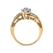 Bids.com 10K Yellow Gold 1/2 Cttw Round And Baguette-cut Diamond Cluster Head and Channel Set Shank Ring (H-I Color, I1-I2 Clarity) - Ring Size 7 Rings White Smoke 7 / Yellow.Gold