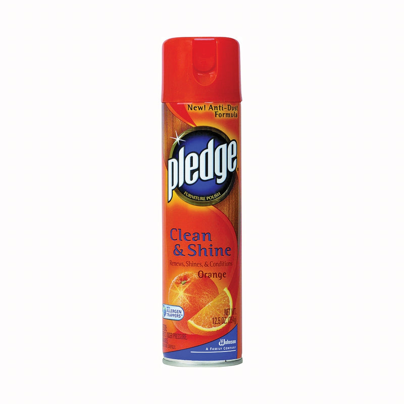 Pledge Pledge Furniture Polish, Orange Clean Scent, 9.7 Oz Aerosol Spray Furniture Cleaners & Polish Firebrick