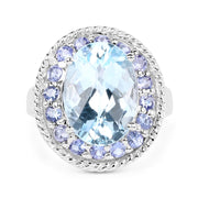 Bids.com 7.41 Carat Genuine Blue Topaz and Tanzanite .925 Sterling Silver Ring Rings White Smoke size 6.00,size 8.00,size 9.00,size 7.00,size 7.50,size 5.00