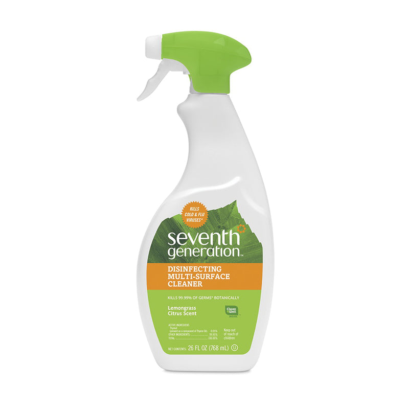 Seventh Generation Seventh Generation Multi-Surface Disinfecting Cleaner Spray Lemongrass Citrus -- 26 Fl Oz Antiseptics & Cleaning Supplies White Smoke