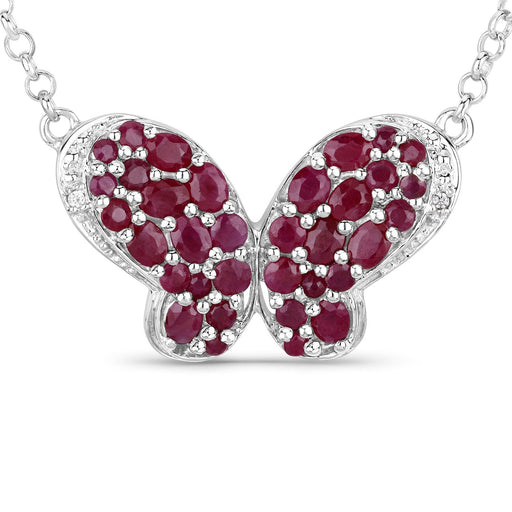 Bids.com 4.15 Carat Genuine Ruby and White Zircon .925 Sterling Silver Pendant Pendants White Smoke