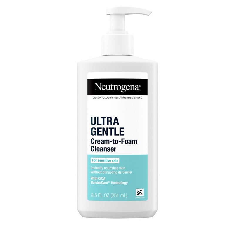 Neutrogena Neutrogena Ultra Gentle Cream-to-Foam Face Cleanser - Fragrance Free - 8.5 Fl Oz Facial Cleansers White Smoke
