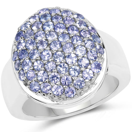 Bids.com 2.00 Carat Genuine Tanzanite .925 Sterling Silver Ring Rings White Smoke size 7.00,size 8.00,size 7.50,size 6.00