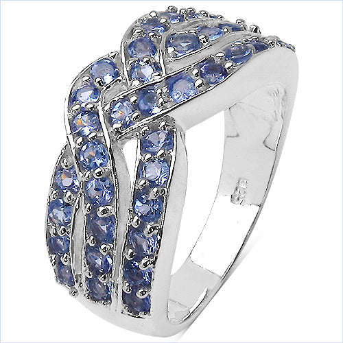 Bids.com 1.26 Carat Genuine Tanzanite .925 Sterling Silver Ring Rings White Smoke size 7.00,size 6.00,size 8.00,size 9.00