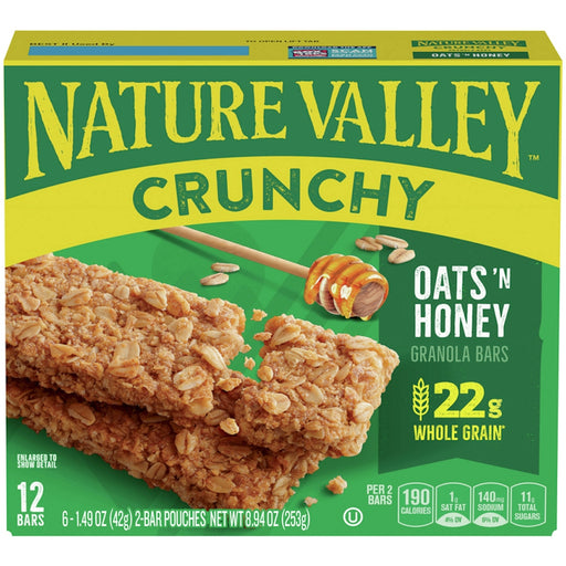 Nature Valley Nature Valley Crunchy Granola Bar, Oats 'N Honey, 12 Bars, 8.94 Oz Granola Bars Dark Olive Green