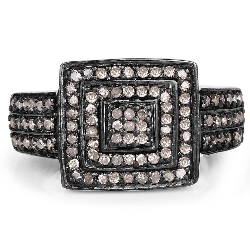 Bids.com 0.42 Carat Genuine Champagne Diamond .925 Sterling Silver Ring Rings White Smoke size 6.00,size 8.00,size 7.00,size 9.00,size 10.00