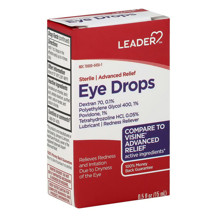 Leader Leader Eye Drops, Sterile, Advanced Relief, 0.5 Fl Oz Eye Drops & Lubricants Lavender