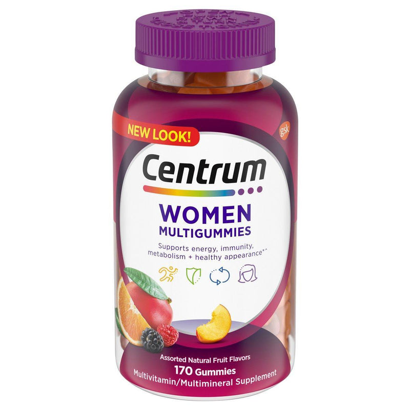 Centrum Centrum Women Multivitamin Gummies, 170 Count – Assorted Fruit Flavors, Energy, Immunity & Beauty Support Vitamins & Supplements White Smoke